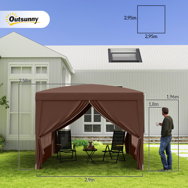 4goodz Outsunny partytent 3x3 m opvouwbaar met 4 zijwanden - 3208067 large