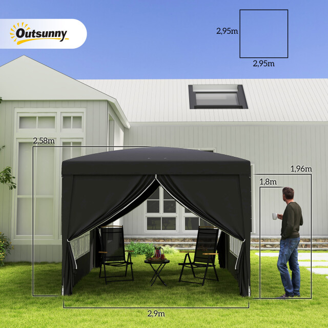 4goodz Outsunny partytent 3x3 m opvouwbaar met 4 zijwanden - 3208066 large