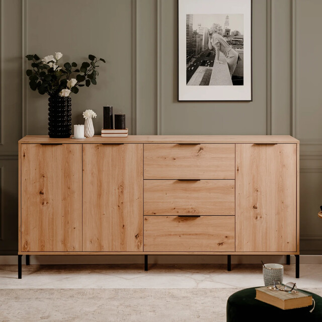 CaliCosy Buffet 3 deuren 3 laden eiken decor l180 x h88 cm 3207650 large