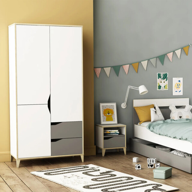 CaliCosy Kast 3 deuren 2 laden l88,9 cm wit en grijs genius 2932048 large