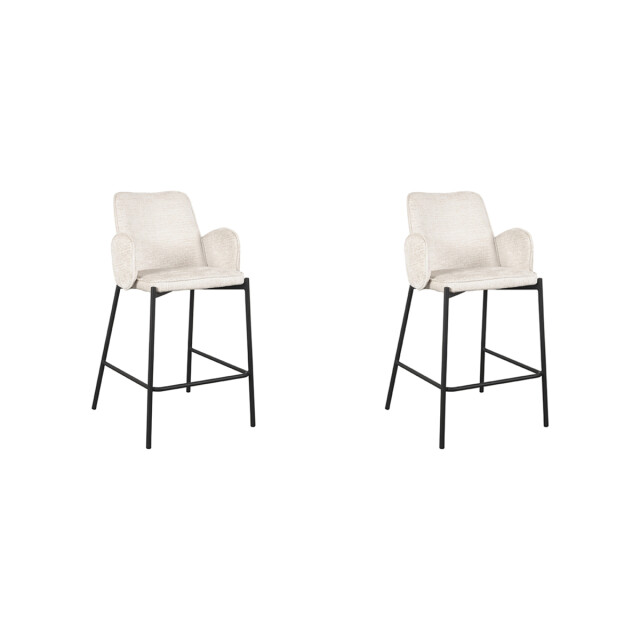 Label51 Barkruk joni crème fluweel zithoogte 65 cm set van 2 3183494 large