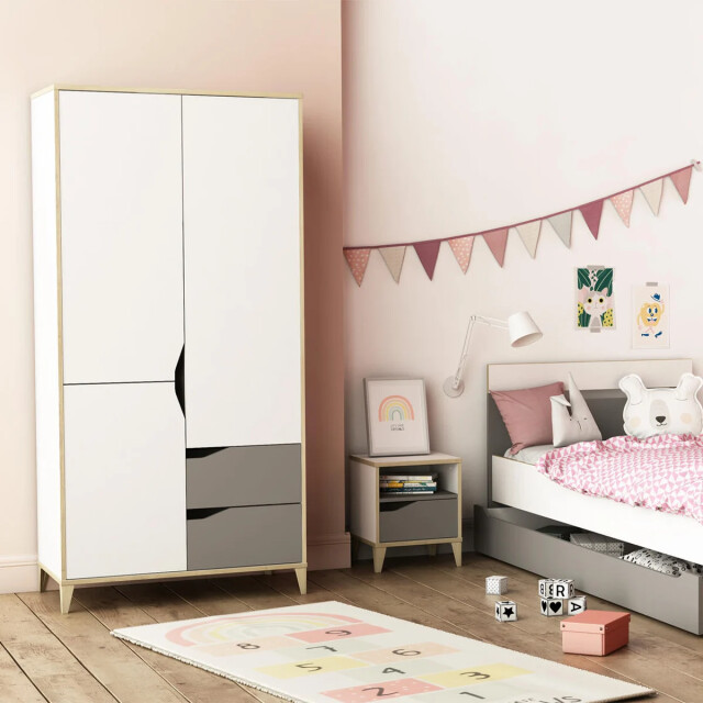 CaliCosy Kast 3 deuren 2 laden l88,9 cm wit en grijs genius 2932048 large