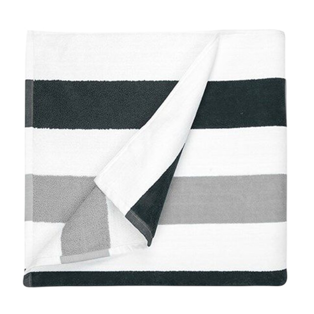 The One Towelling Gestreepte strandhanddoek UTLT3141_anthracitelightgreywhite large