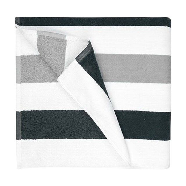 The One Towelling Gestreepte strandhanddoek UTLT3141_anthracitelightgreywhite large