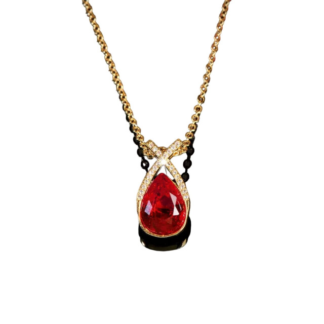 Atlas for Women Dames druppel ketting & hanger UTAF1127_goldrubyred large