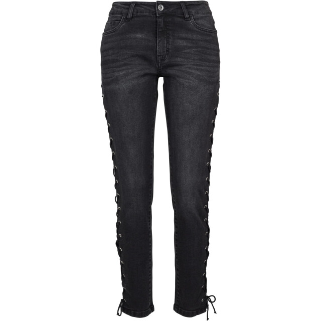 Urban Classics Dames denim lace up skinny jeans UTTN624_blackwash large
