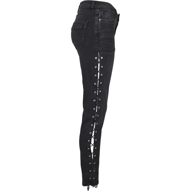 Urban Classics Dames denim lace up skinny jeans UTTN624_blackwash large