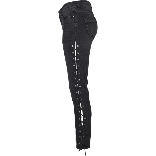 Urban Classics Dames denim lace up skinny jeans UTTN624_blackwash large
