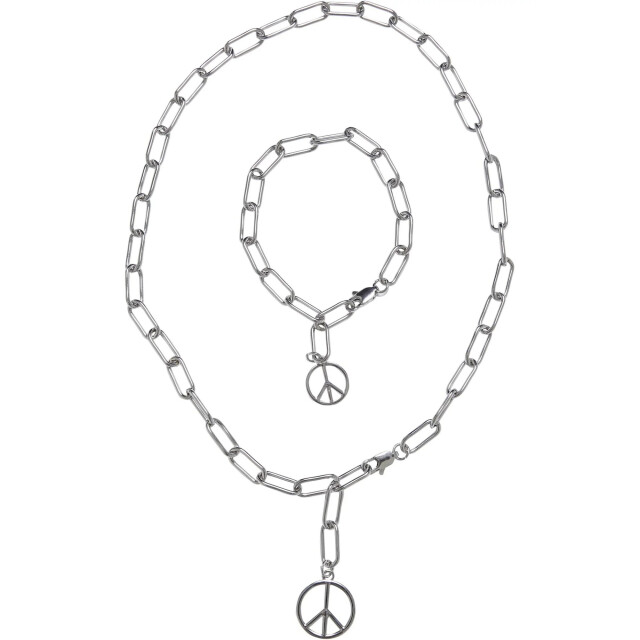 Urban Classics Vredessymbool ketting & hanger set UTTN766_silver large
