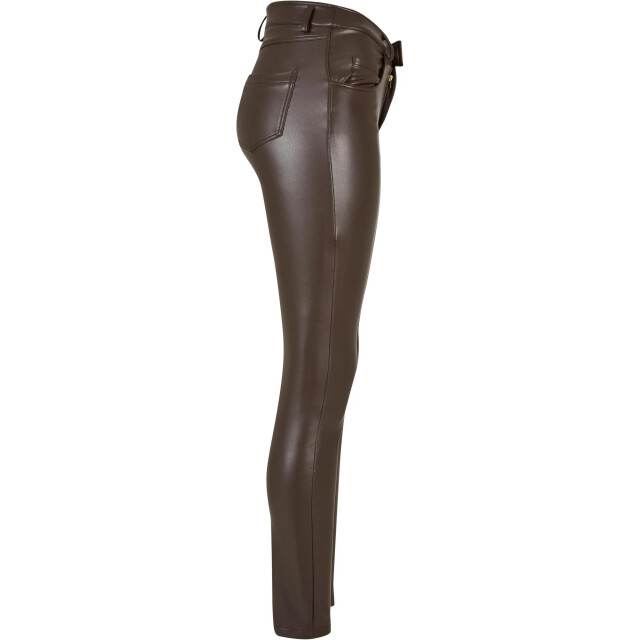Urban Classics Dames synthetisch leren broek mid rise UTTN786_brown large