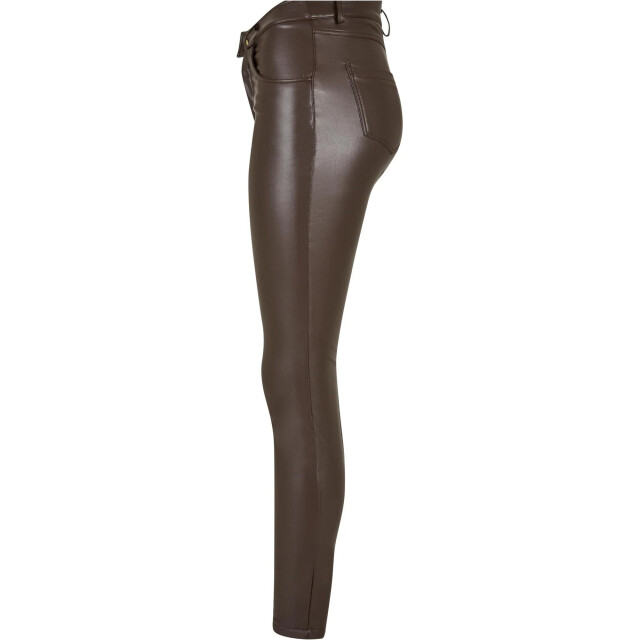 Urban Classics Dames synthetisch leren broek mid rise UTTN786_brown large
