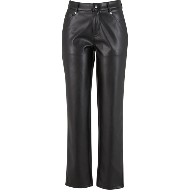 Urban Classics Dames synthetisch leren rechte pijp broek UTTN967_black large
