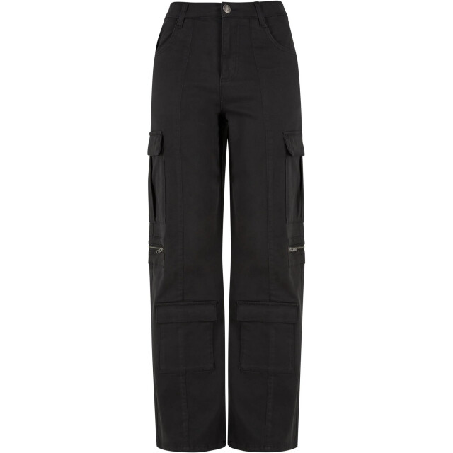 Urban Classics Dames utility twill stretch losse cargo broek UTTN1233_black large