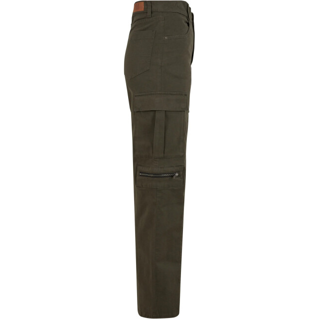 Urban Classics Dames utility twill stretch losse cargo broek UTTN1233_blackolive large