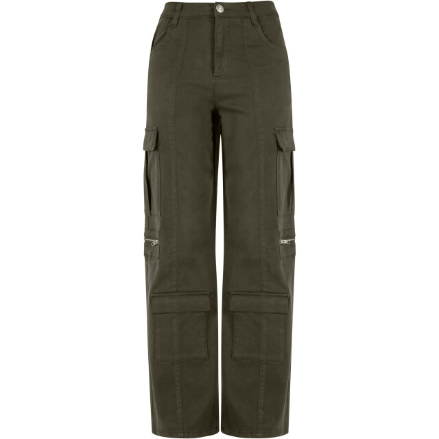 Urban Classics Dames utility twill stretch losse cargo broek UTTN1233_blackolive large