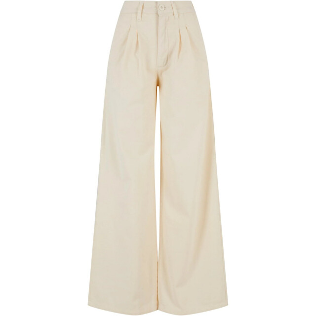 Urban Classics Dames biologisch katoenen plooibroek UTTN1135_whitesand large