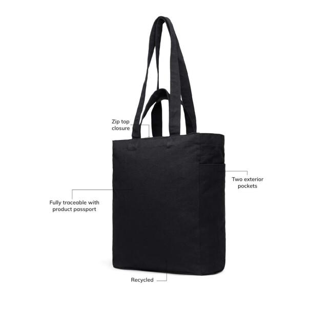 Vinga Hilo aware gerecyclede canvas boodschappentas met rits UTXD433_black large