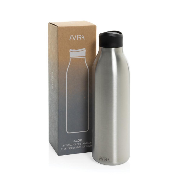 Avira Alok gerecycleerde roestvrijstalen waterfles 600 ml UTXD1191_silver large