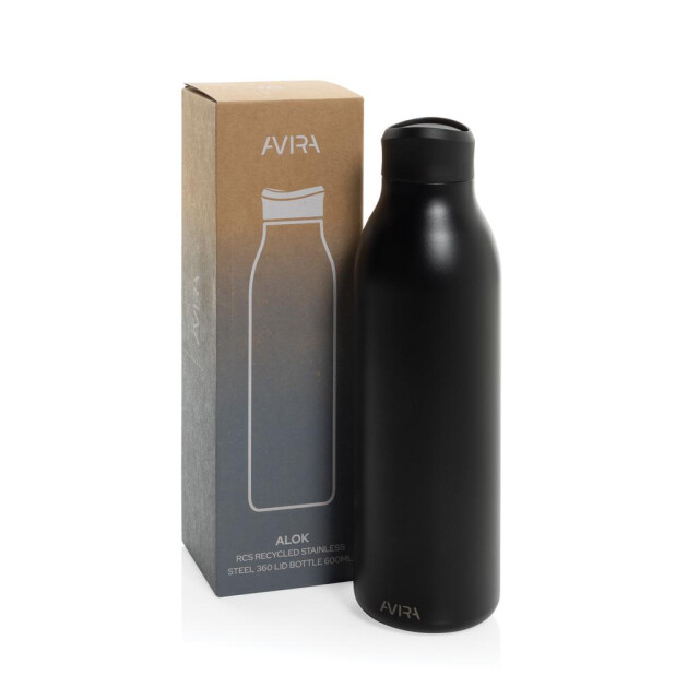 Avira Alok gerecycleerde roestvrijstalen waterfles 600 ml UTXD1191_black large
