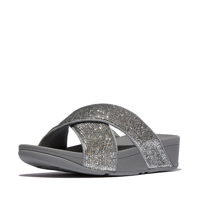 FitFlop Lulu crinkled-shimmer cross slides E1B large