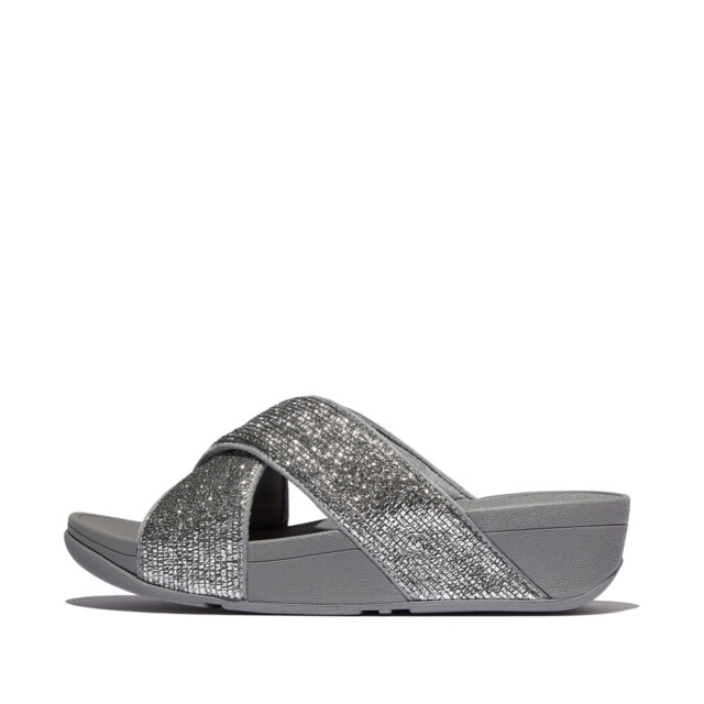 FitFlop Lulu crinkled-shimmer cross slides E1B large