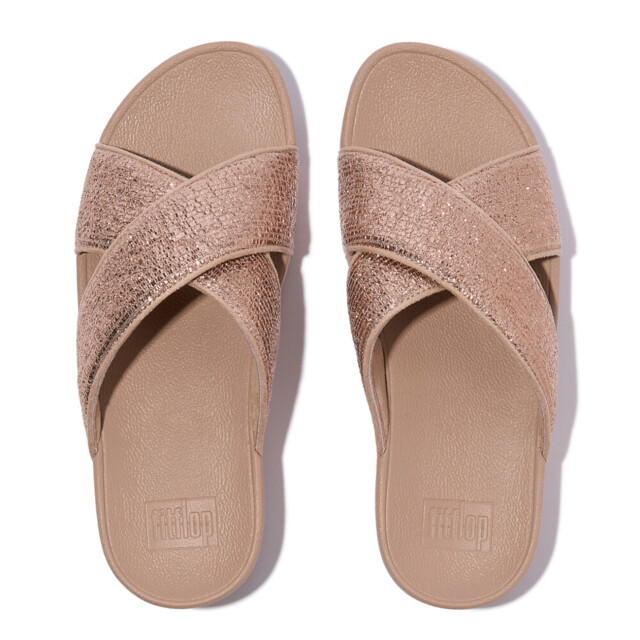 FitFlop Lulu crinkled-shimmer cross slides E1B large
