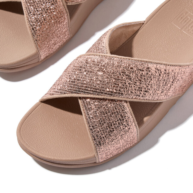 FitFlop Lulu crinkled-shimmer cross slides E1B large