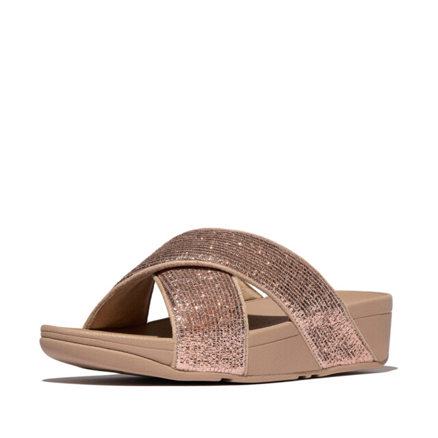 FitFlop Lulu crinkled-shimmer cross slides E1B large