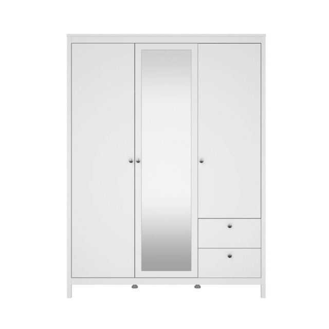 CaliCosy Kleerkast met 3 deuren (waarvan 1 spiegeldeur) en 2 lades wit b150 cm barcelone 3207625 large