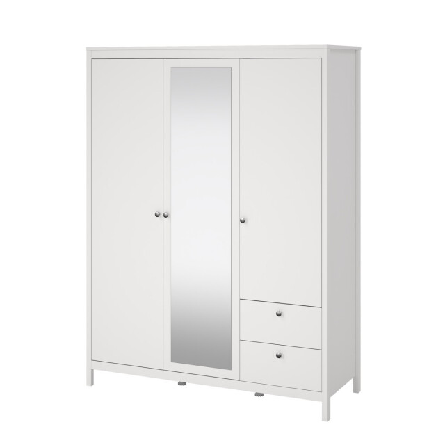 CaliCosy Kleerkast met 3 deuren (waarvan 1 spiegeldeur) en 2 lades wit b150 cm barcelone 3207625 large