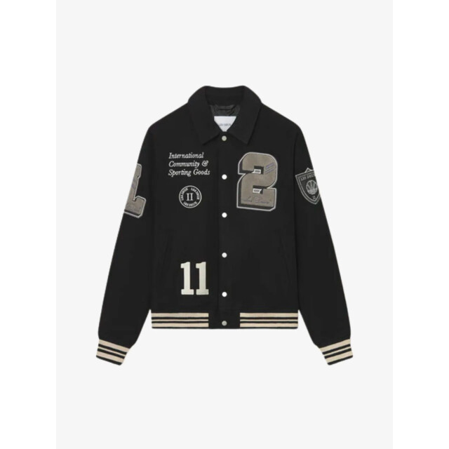 Les Deux Jongens jacket varsity wool zwart LDK610066-100100-BLACK large
