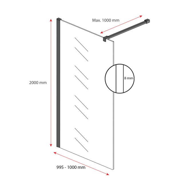 Badplaats Douchewand florida 100 x 200 cm goud – inloopdouche 8 mm 3209787 large
