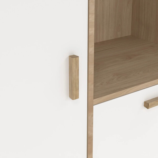 CaliCosy Vitrinekast met 2 deuren, 3 vakken eikendecor en wit h188,2 cm storm 3206048 large