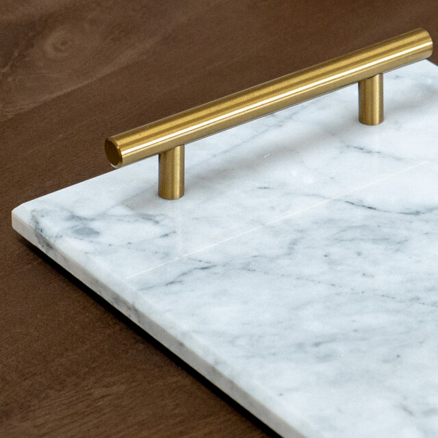 QUVIO Dienblad met gouden hendels marmer wit 2312587 large