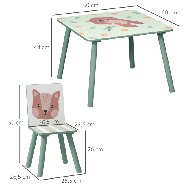 4goodz Zonekiz kinderspeelgroep 3-8 jaar, 1 tafel & 2 stoelen, schattig dierenmotief, 3205476 large
