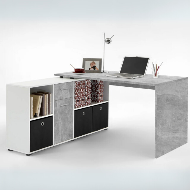 CaliCosy Hoekbureau met moduleerbaar bureau, ladekast en opbergplanken lex 2937015 large