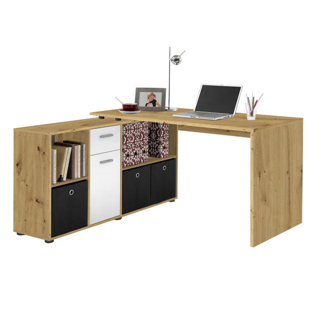 CaliCosy Hoekbureau met moduleerbaar bureau, ladekast en opbergplanken lex 2937016 large