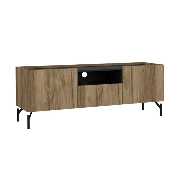 CaliCosy Tv-meubel met 2 deuren, 1 lade, 1 vak eikendecor en matzwart b147 cm billie 3206377 large