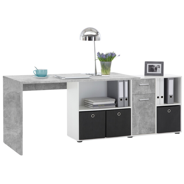 CaliCosy Hoekbureau met moduleerbaar bureau, ladekast en opbergplanken lex 2937015 large