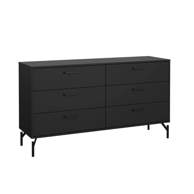 CaliCosy Dubbele ladekast met 6 lades matzwart met metalen onderstel b138,7 cm bora 3206380 large