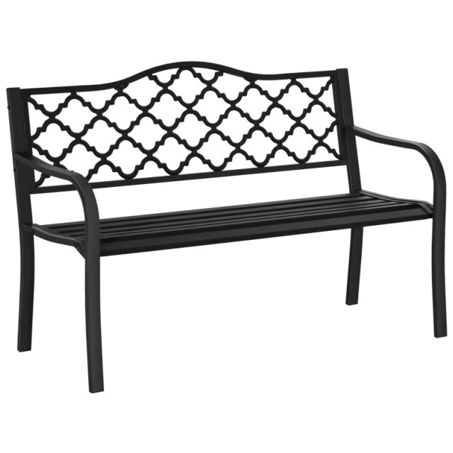 4goodz Stalen tuinbank met gietijzer armleuningen 2-zits - 3209839 large