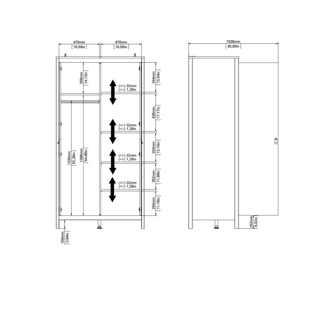 CaliCosy Kleerkast met 2 deuren h199 cm barcelone 3206075 large