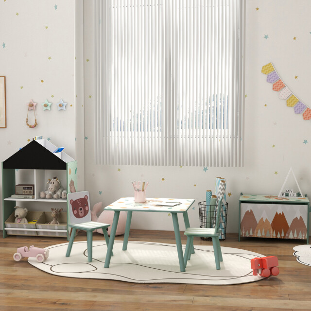 4goodz Zonekiz kinderspeelgroep 3-8 jaar, 1 tafel & 2 stoelen, schattig dierenmotief, 3205476 large
