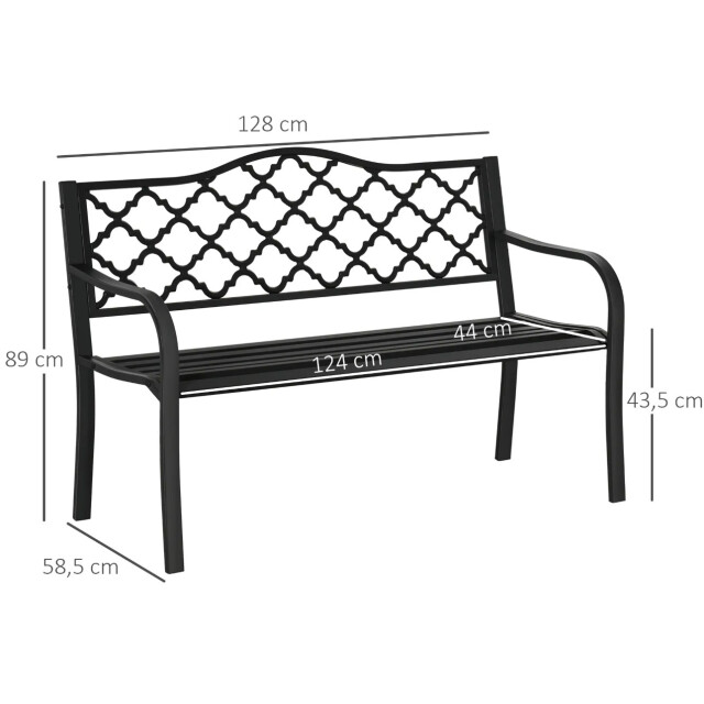 4goodz Stalen tuinbank met gietijzer armleuningen 2-zits - 3209839 large