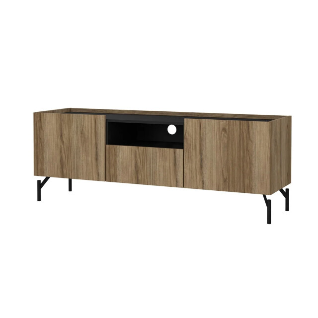 CaliCosy Tv-meubel met 2 deuren, 1 lade, 1 vak eikendecor en matzwart b147 cm billie 3206377 large