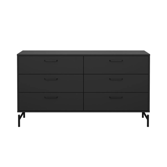 CaliCosy Dubbele ladekast met 6 lades matzwart met metalen onderstel b138,7 cm bora 3206380 large