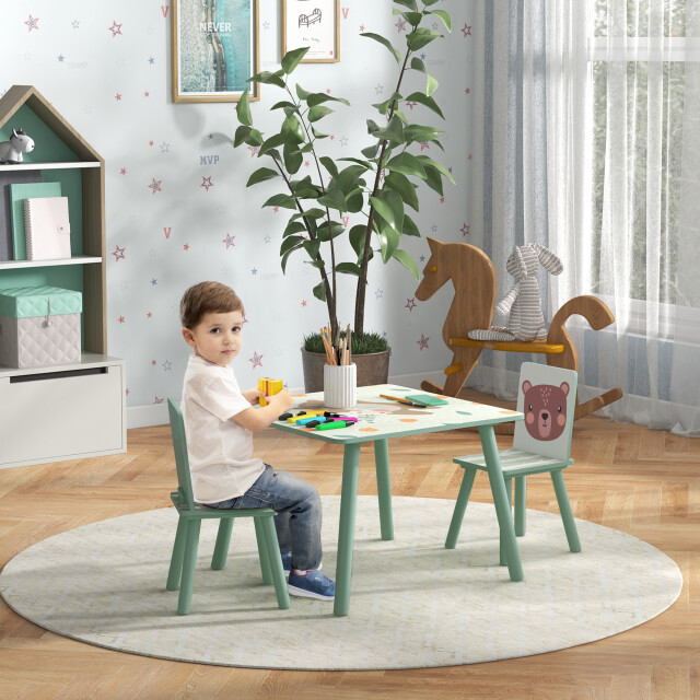 4goodz Zonekiz kinderspeelgroep 3-8 jaar, 1 tafel & 2 stoelen, schattig dierenmotief, 3205476 large