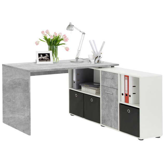 CaliCosy Hoekbureau met moduleerbaar bureau, ladekast en opbergplanken lex 2937015 large