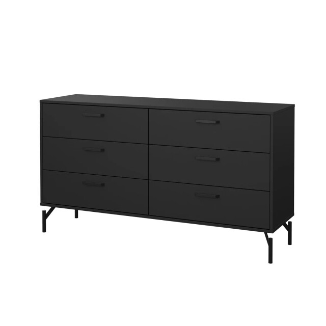 CaliCosy Dubbele ladekast met 6 lades matzwart met metalen onderstel b138,7 cm bora 3206380 large