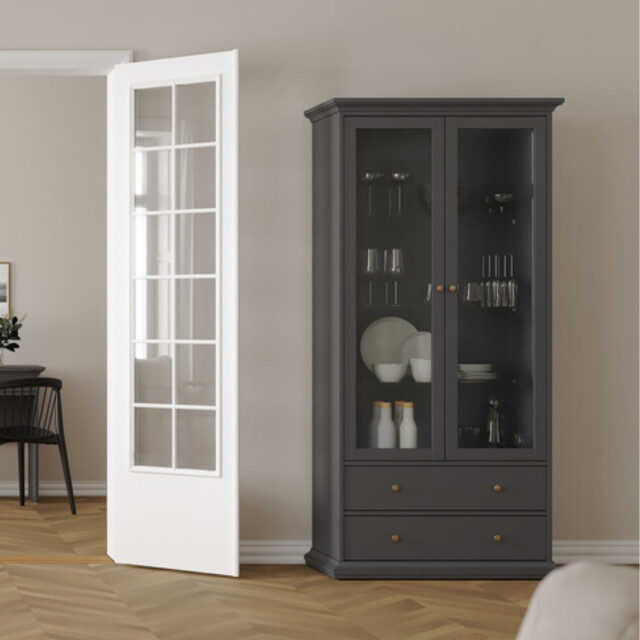 CaliCosy Vitrinekast met 2 glazen deuren en 2 lades b96,2 cm sofia 3206078 large
